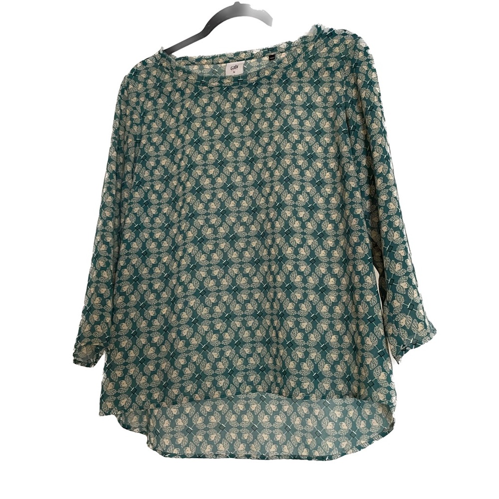 Cabi Blouse Jade Leaf Style 3069 Top Blouse Green Large Half Sleeve